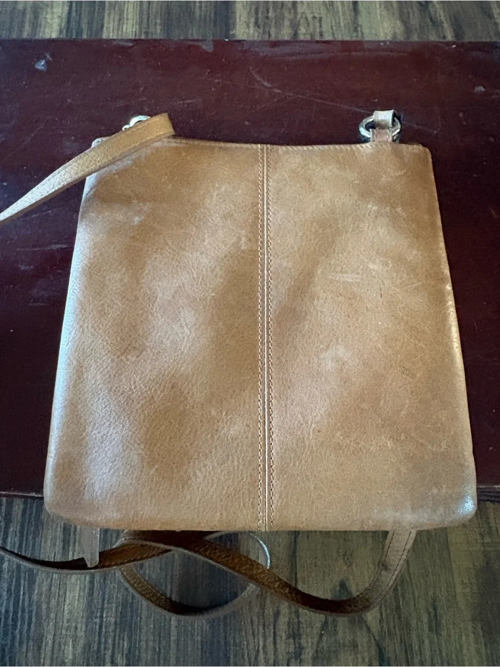 Fossil Tan Leather Messenger Crossbody Bag